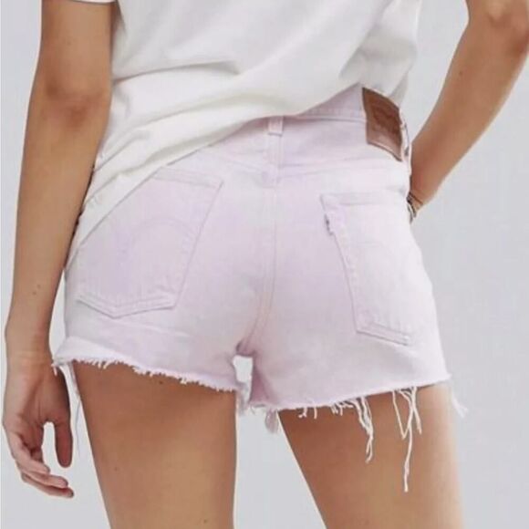 Levi's Light Purple Lavender Ribcage Shorts Size 29 - Picture 3 of 7